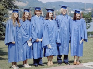 Some of my fellow graduates. BAHS 1976. That's me second from the left. Our tassels were red, white, and blue to commemorate America's 200th birthday.